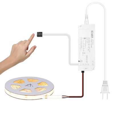LETARON COB LED Strip Light 24V LED Tape Light,480 sztuk/M LED,Super Bright High Lumen 3000K Warm White 3m,Dimmable with 3M Tape,30W UL Power Supply,Touch Switch for Bedroom,Home,Kitchen DIY