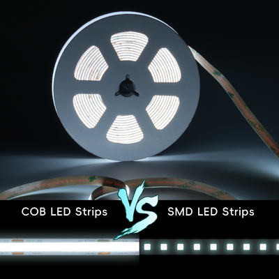 LETARON COB Taśma LED 24V, 480 diod LED/m, Super Jasna, Wysoki Lumen 6000K Biała 3m, Ściemnialna z taśmą 3M, Zasilacz 30W UL, PRZEŁĄCZNIK DOTYKOWY do sypialni, domu, kuchni DIY