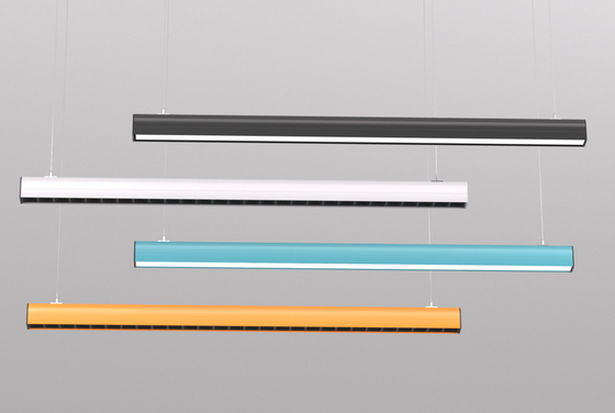 LETARON Lampa liniowa wisząca LED (z przewodem wejściowym + łączeniem + kratką) Ściemnialna 5 kolorów Nowoczesna lampa liniowa do jadalni, biura domowego, gabinetu, baru